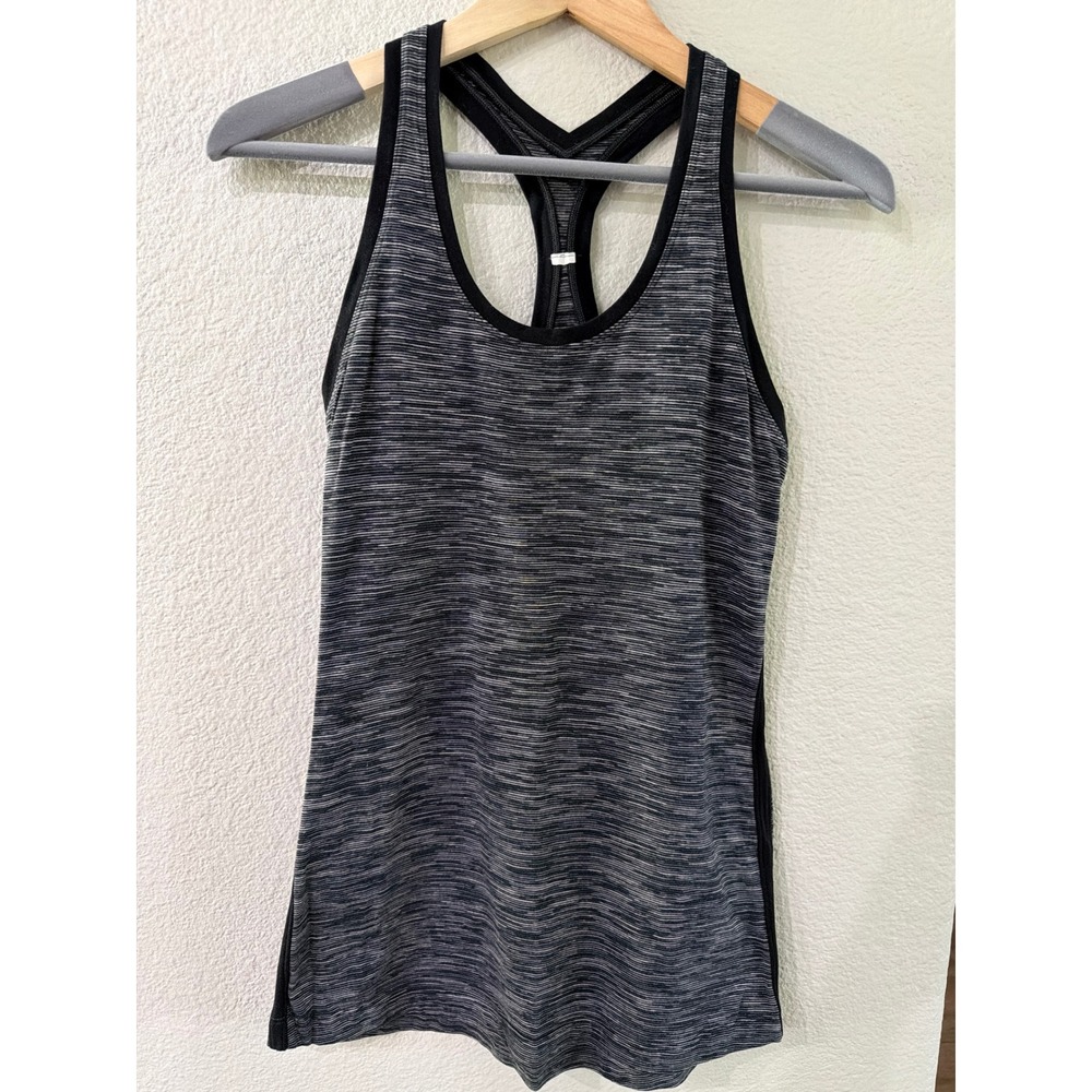 Lululemon Racerback Tank Top Space Dye Black White Athletic Yoga Gym Womens 4